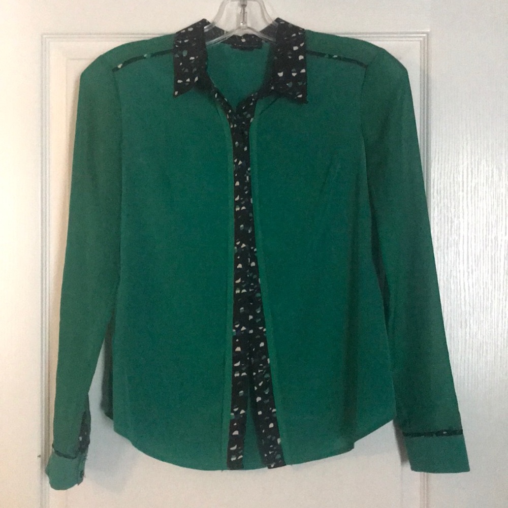 Green patterned button up